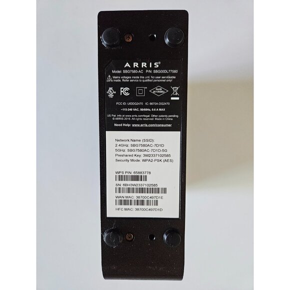 ARRIS SURFboard SBG7580AC 32x8 DOCSIS 3.0 Cable Modem / AC1750 Wi-Fi Router - Picture 5 of 7